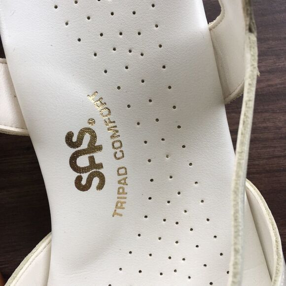 SAS Cross Strap Leather Wedge Sandals White 7.5 - Picture 7 of 8
